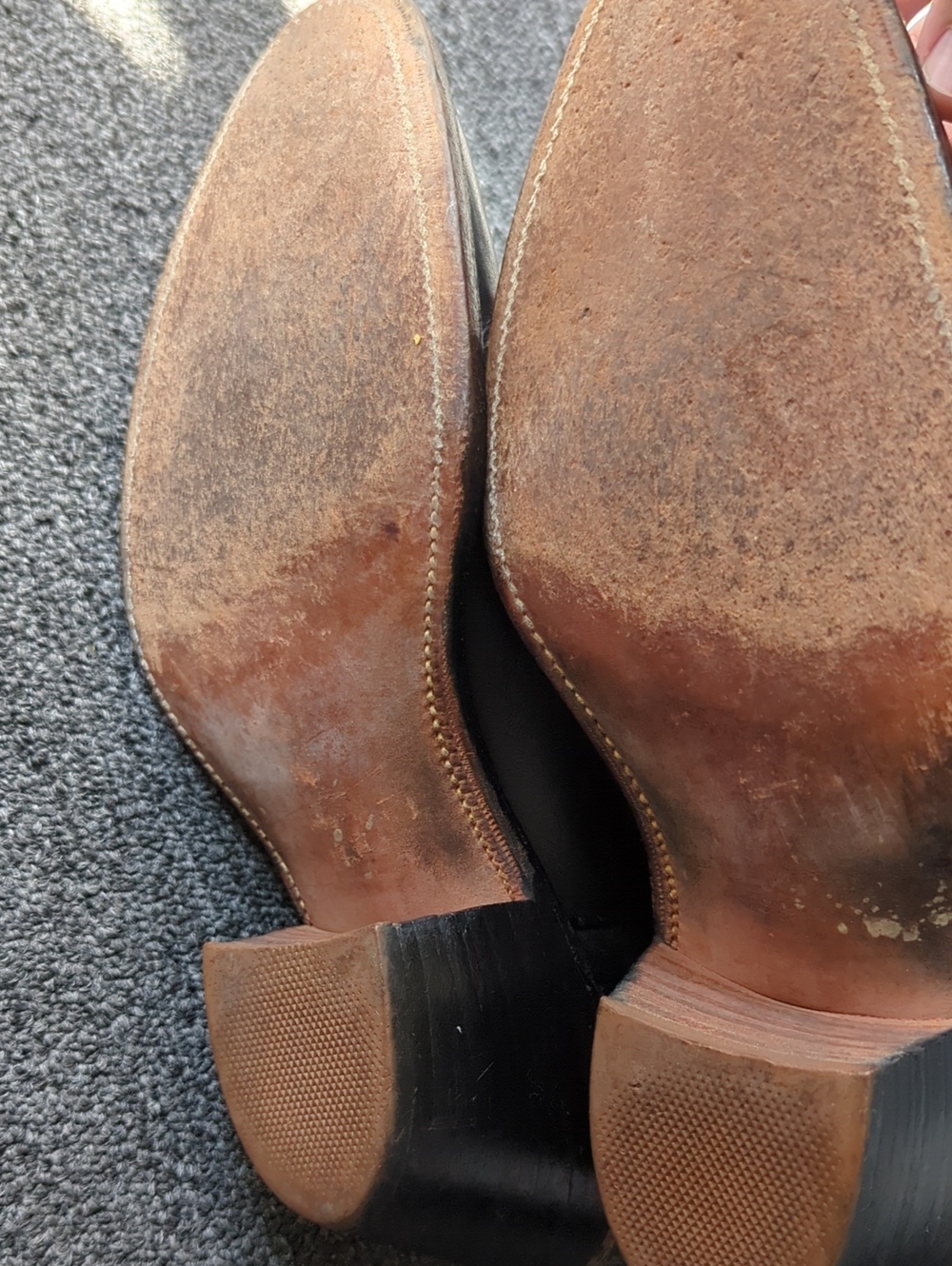 Frye Black Leather Cowboy Boots with Natural Leather Lining - Picture 6 of 11